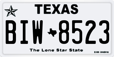 TX license plate BIW8523