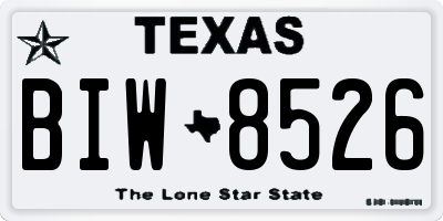 TX license plate BIW8526