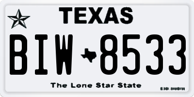 TX license plate BIW8533
