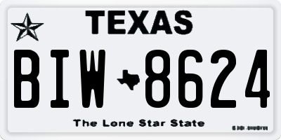 TX license plate BIW8624