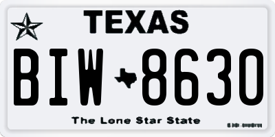 TX license plate BIW8630