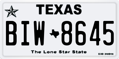 TX license plate BIW8645