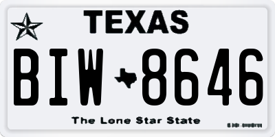 TX license plate BIW8646