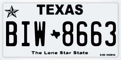 TX license plate BIW8663