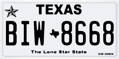 TX license plate BIW8668
