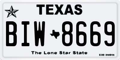 TX license plate BIW8669
