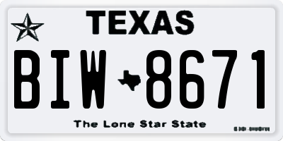 TX license plate BIW8671