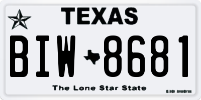 TX license plate BIW8681