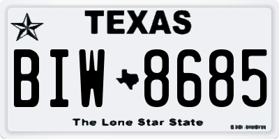 TX license plate BIW8685