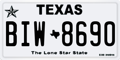 TX license plate BIW8690