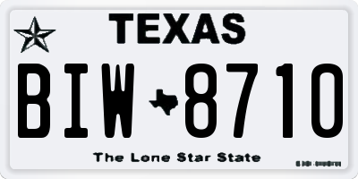 TX license plate BIW8710
