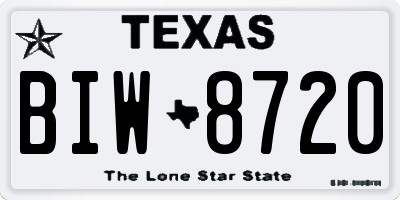 TX license plate BIW8720