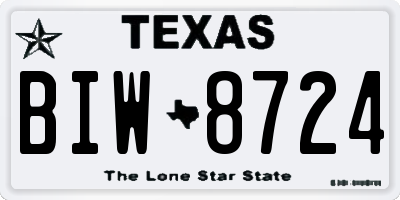 TX license plate BIW8724