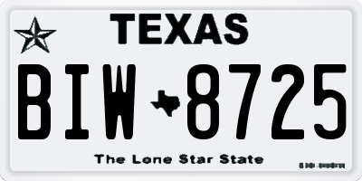 TX license plate BIW8725