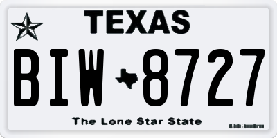 TX license plate BIW8727