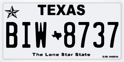 TX license plate BIW8737