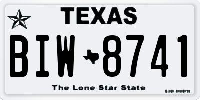 TX license plate BIW8741