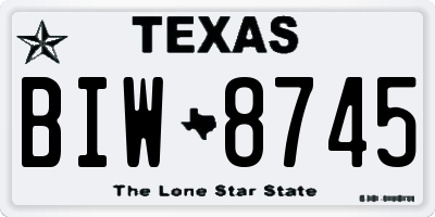 TX license plate BIW8745