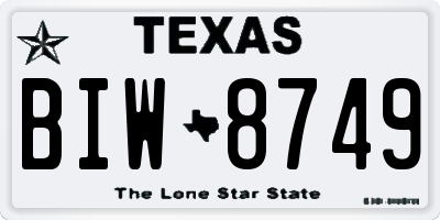 TX license plate BIW8749