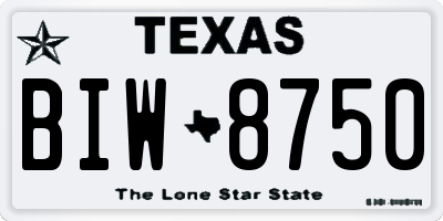 TX license plate BIW8750