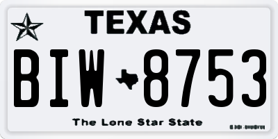TX license plate BIW8753