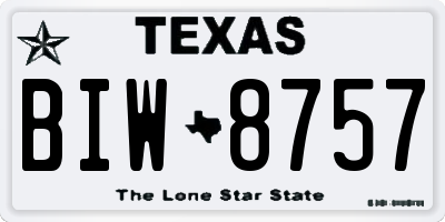TX license plate BIW8757