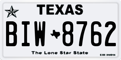 TX license plate BIW8762