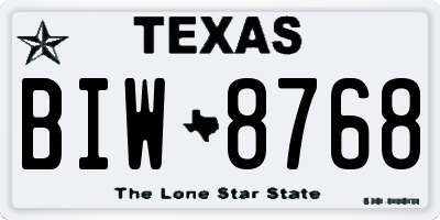 TX license plate BIW8768