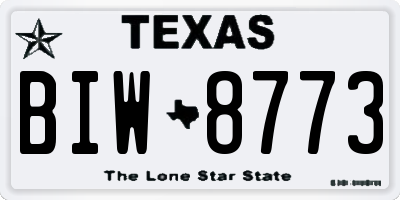 TX license plate BIW8773