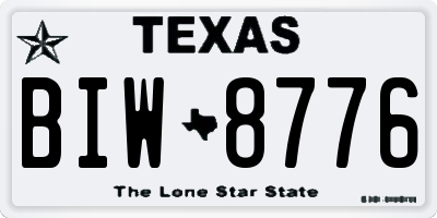 TX license plate BIW8776
