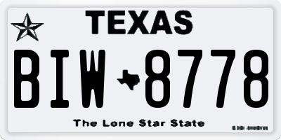 TX license plate BIW8778