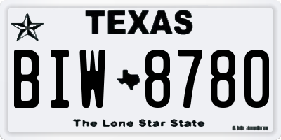 TX license plate BIW8780