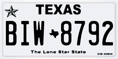 TX license plate BIW8792