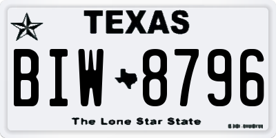 TX license plate BIW8796