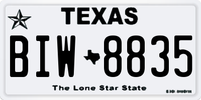 TX license plate BIW8835