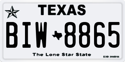 TX license plate BIW8865