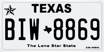 TX license plate BIW8869