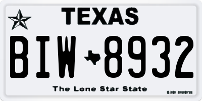 TX license plate BIW8932
