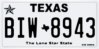 TX license plate BIW8943