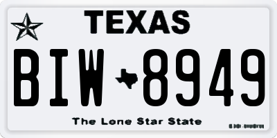 TX license plate BIW8949