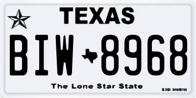 TX license plate BIW8968