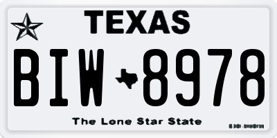 TX license plate BIW8978