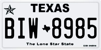 TX license plate BIW8985