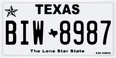 TX license plate BIW8987