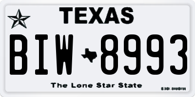 TX license plate BIW8993