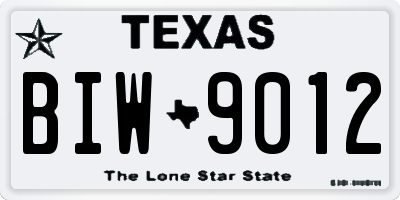 TX license plate BIW9012