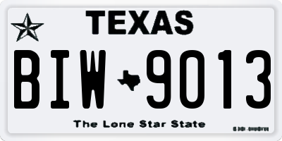 TX license plate BIW9013