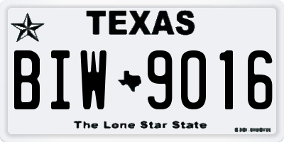 TX license plate BIW9016