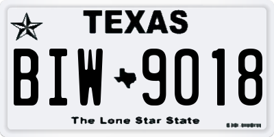 TX license plate BIW9018