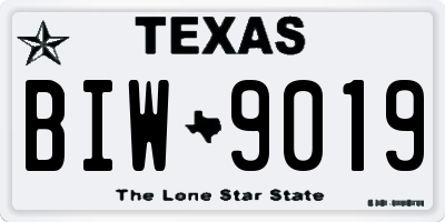 TX license plate BIW9019